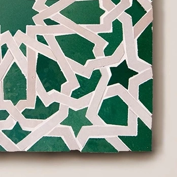 Moroccan Zellige tile pattern in green and beige